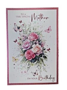 Mother Happy Birthday Card. Cherry orchard. Flowers floral pretty butterflies - Picture 1 of 2
