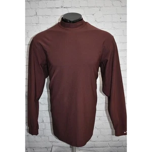 Nike Gym Shirt Mock Turtleneck Men Size Large Maroon Performance Polyester - Picture 1 of 6