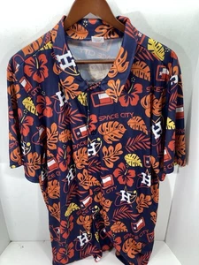 Houston Astros SGA Hawaiian Cabana Shirt Men Size XL Floral Button Polyester MLB - Picture 1 of 13