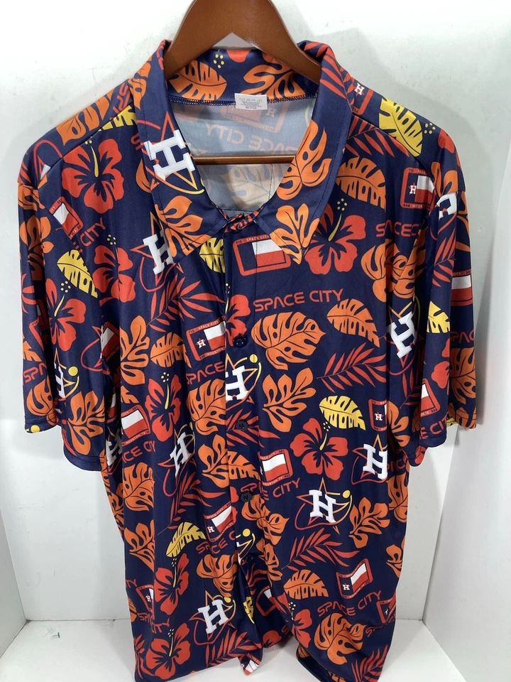 Houston Astros SGA Hawaiian Cabana Shirt Men Size XL Floral Button Polyester MLB - Image 1 of 4