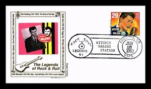 DR JIM STAMPS US COVER RITCHIE VALENS LEGENDS OF MUSIC FDC PASTED ON CACHET - Picture 1 of 2