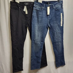 Jean de voyage Banana Republic coupe slim stretch denim pantalon 32x30 neuf avec étiquette noir et bleu - Photo 1/8