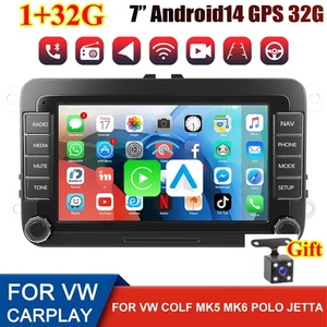 Radio de coche Carplay Android 14 GPS Navi 1+32 GB para VW GOLF 5 6 Passat Touran + cámara - Imagen 1 de 14