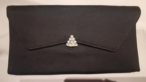French PARIS vintage Original 1940s 1950s black handbag Clutch Diamonte Clasp - Picture 1 of 9