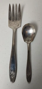 1929 Lady Doris Silberauflage Zuckerlöffel und Fleischgabel International Silber - Bild 1 von 6