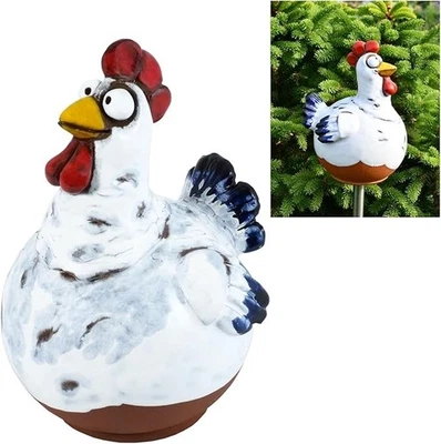Cerámica Jardín Estaca Césped Decoración Pájaro Gallina Estatuilla Divertida Pollo 19cm Midene Foto 1 de 4