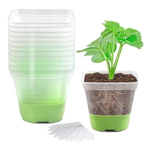 12 Paquetes 3 Macetas Cuadradas de Plástico para Niños, Flor Transparente8998 - Imagen 1 de 7