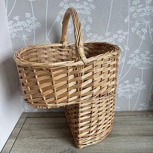 Cesta de mimbre para escalera con asa organización de almacenamiento granja casa de campo decoración - Imagen 1 de 10