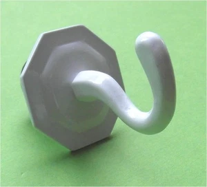 Neu Raffhaken Handtuchhaken Kleiderhaken massives Messing weiß pulverbeschichtet - Bild 1 von 2