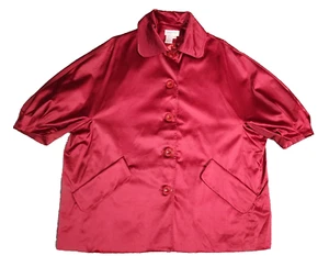 Vintage Newport News Womens Blazer Jacket Red Size 8 Satin 3/4 Sleeve - Picture 1 of 8