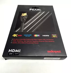 NEW AudioQuest HDMPEA02 Pearl 6'7" 4K Ultra HD In-Wall HDMI Cable - Black/White - Picture 1 of 7