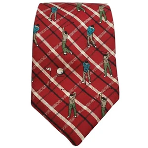 Cravatta collo seta rossa mazza da golf Spencer Lowe T31 - Foto 1 di 7