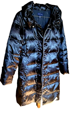 Abrigos: Land's End, Damas Negro, Abrigo Largo Plumón de Ganso Ángel, Talla Mediana Pequeña Foto 1 de 4