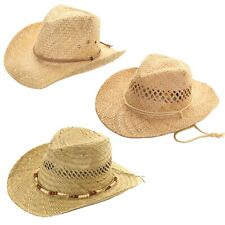 Straw Cowboy Hat Summer Sun Fedora Mens Womens Ladies Panama Natural Hats 59 60