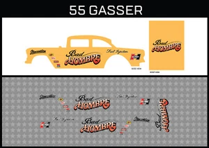 Hot Wheels(1/64),55 Gasser"Bad Hombre" Waterslide,Printed White First,Decals - Foto 1 di 5