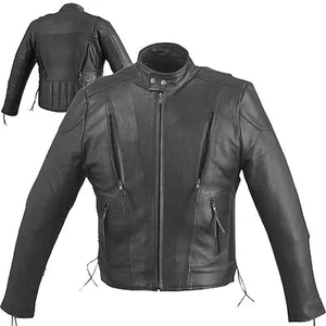 Leather Racer Motorcycle Jacket Biker Scooter Cruiser Zip Out Liner S-6XL - Picture 1 of 1
