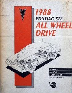 1988 Pontiac 6000 STE All Wheel Drive AWD Shop Service Repair Manual Supplement - Picture 1 of 4