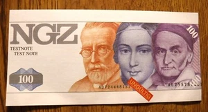 NGZ 1993 GERMAN 100 MARK SPECIMEN NOTE (N224) - Picture 1 of 2