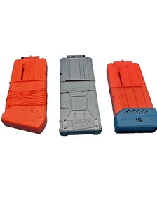 Nerf Lot of 3 Orange & Gray 10, 10 & 12 Round Dart Ammo Clip Magazine - Picture 1 of 8