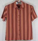 Tommy Bahama Mens Medium Button Up Embroidered Shirt Copper 100% Silk (E6)
