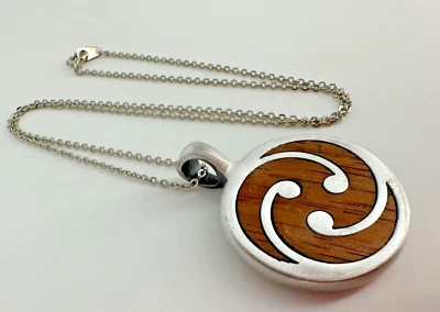 Bico "Tre'' Mini Mantra "Onwards Forever" Pewter Rosewood Pendant 18" Necklace - Image 1 of 4