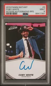 2019-20 Panini Instant Access Coby White Blue Ink ON CARD Auto 15/25 PSA 9 #6 - Picture 1 of 3