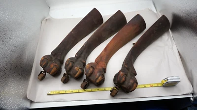 4 резные деревянные ножки для стола с орлиным когтем большие тяжелые колеса антикварные 19 век - Изображение 1 из 4