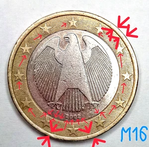 Deutschland, 1Euro Münze, 2002D tolle sehr seltene Münzmarke Defekt - Bild 1 von 2
