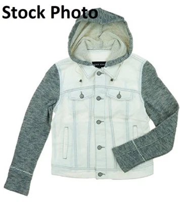 Black Rivet Women's Button Closure Hooded Denim Jacket XS Distressed White - Image 1 of 3