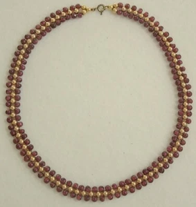Vintage Pyrope or Almandine Garnet Bead & 85 10K Gold Beads Choker Necklace - Picture 1 of 6