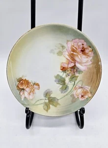 Antique RS Prussia Germany Handpainted Flower Roses 8" Plate - Picture 1 of 9