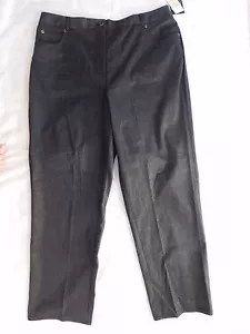 Pantaloni chino kaki gamba dritta nuovi con etichette Due Per Due grigio antracite oro lucido - 18 W - Foto 1 di 1