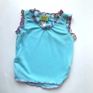Sara Sara Tank Top Girls 4T Blue Sleeveless Mesh Floral Ruffle Edges Summer NEW - Picture 1 of 4