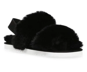 Women’s Size 8 DV Dolce Vita Pattel Black Faux Fur Treaded Slippers - Picture 1 of 6