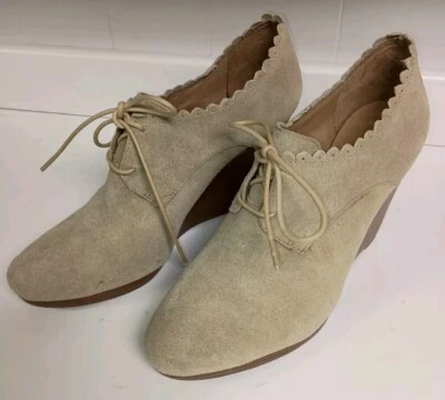 Women's Jack Rogers Olivia Wedge Sand Suede Ankle Boots 10M - Image 1 of 4