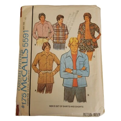 Vintage 70's McCall's Sewing Pattern 5591 Men's Shirts & Shorts Sets Size 40 - Image 1 of 4