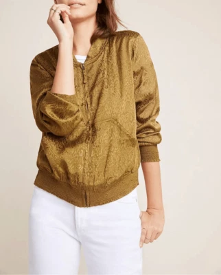 Chaqueta Bomber Anthropologie Malva Sedosa Talla S Cremallera Foto 1 de 4