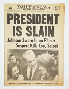 Periódico New York Daily News Presidente Kennedy Muere 23 de noviembre 1963 - Imagen 1 de 12