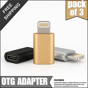 OTG Adapter IOS 8 Pin to Type C Female Connector For iPhone iPad Max Pro Plus - Picture 1 of 15