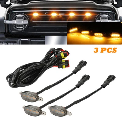 3x Luces LED ámbar LED para capó de parrilla delantera para Toyota Tundra Tacoma 4Runner Foto 1 de 4