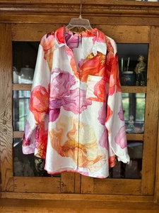 EUC Anthropologie The Brielle entspannte Knopfleiste Bluse rosa Blumendruck 2X - Bild 1 von 9