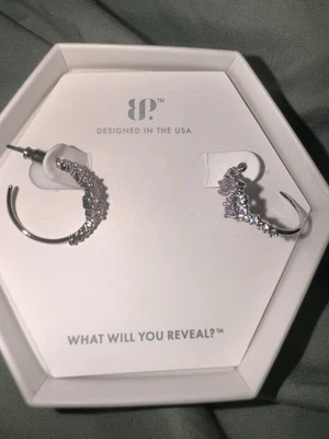 Pendientes Bomb Party cuarzo rosa circonita cúbica aros “The It Girl” chapado en rodio RBP5203 Foto 1 de 3