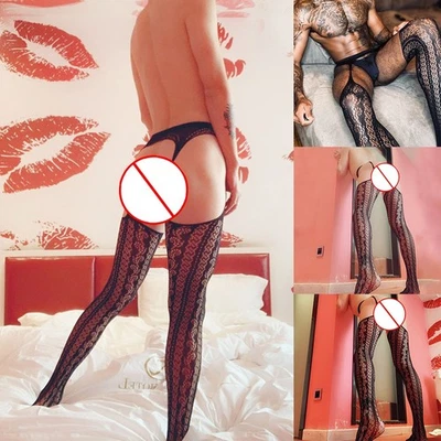 Hommes Collants Résille Porte-Jarretelles Haut Stretch Lingerie Pyjama Respirant - Photo 1/4