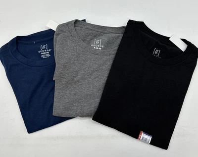 George 男式 T 恤 3 件装,蓝色、黑色、灰色 - 中号吸湿排汗 {18} — 第 1/4 张图片