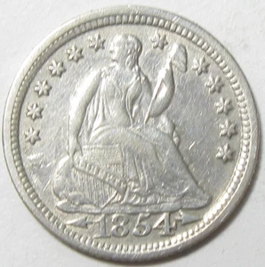 1854 Liberty sitzender halber Groschen mit umgekehrtem Würfelriss - #11307-4 - Bild 1 von 2
