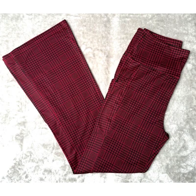 Loft Lou & Grey Red Plaid Flare Leggings Womens Size Large NEW - Image 1 of 4