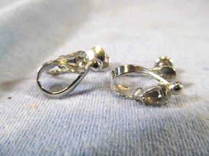 CARL ART STERLING SILVER SCREW BACK EARRINGS WITH TEAR DROP RHINESTONE - Picture 1 of 2