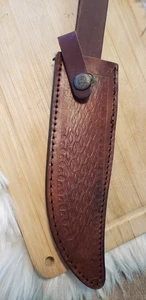VTG  Genuine Leather  Knife Sheath. 8" Long . 1907 Great State Of Oklahoma.  VGC - Picture 1 of 5