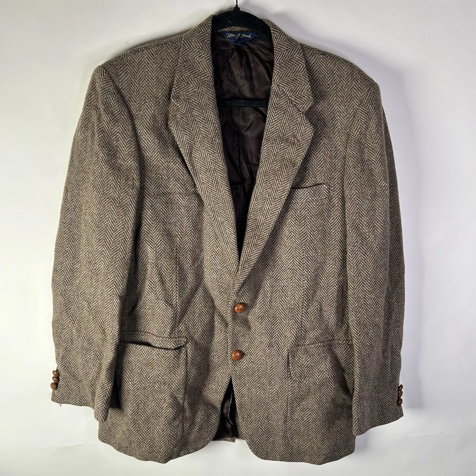 Blazer Abrigo Deportivo Vintage WFF by Farah Marrón Lana Espiga Tweed Talla 40R Foto 1 de 4