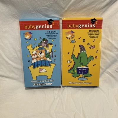 Baby Genius Mozart and Friends & Sleepy-time  Kids Educational VHS Tapes TESTED - Immagine 1 di 3
